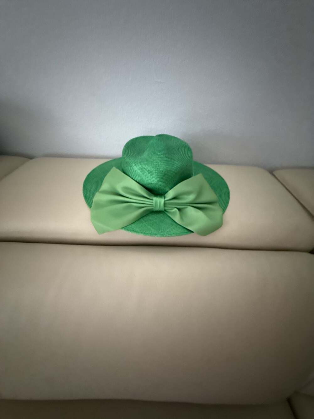 Georgi Green Straw Hat with Large Bow